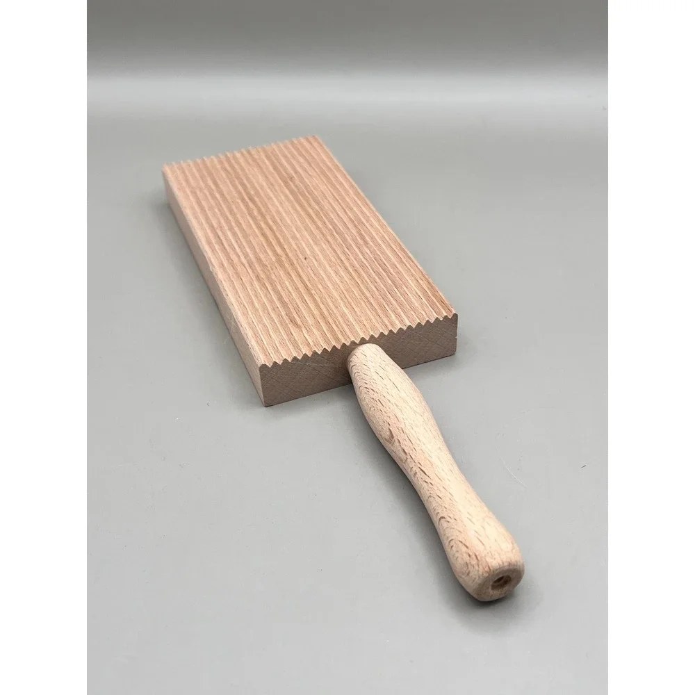 Vtg Wooden Gnocchi Hand Board Ridged Pasta Maker‎ Cavatelli Tool Natural Wood